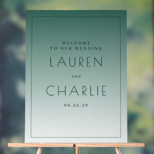 En Acrylique Panneau de mariage avec dégradé de sarcelle serein