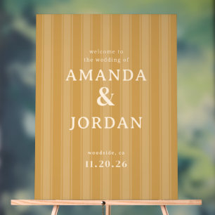 En Acrylique Panneau de mariage élégant à rayures beige