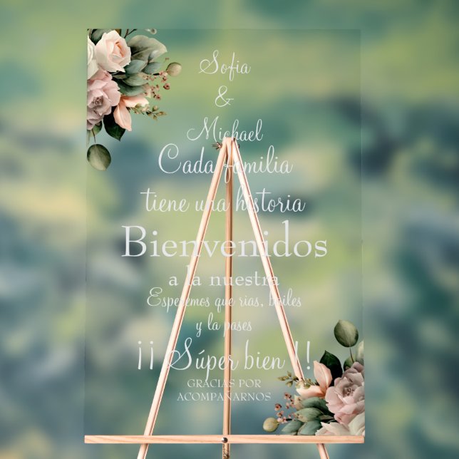En Acrylique Panneau de mariage espagnol floral blanc (Neutre)