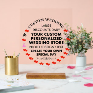 En Acrylique Panneau de mariage personnalisé 14" x 11" Acryliqu