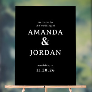 En Acrylique Panneau de mariage typographique noir élégant