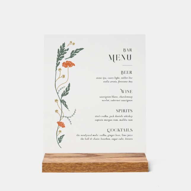 En Acrylique Panneau de menu Art Nouveau vintage (Recto)