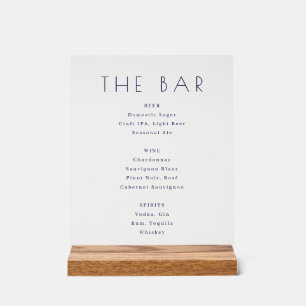 En Acrylique Panneau de menu de bar minimaliste noir et blanc
