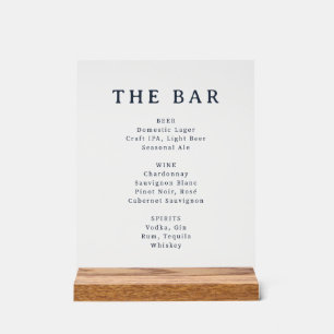 En Acrylique Panneau de menu de bar minimaliste noir et blanc