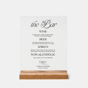 En Acrylique Panneau de menu de mariage moderne minimaliste pou