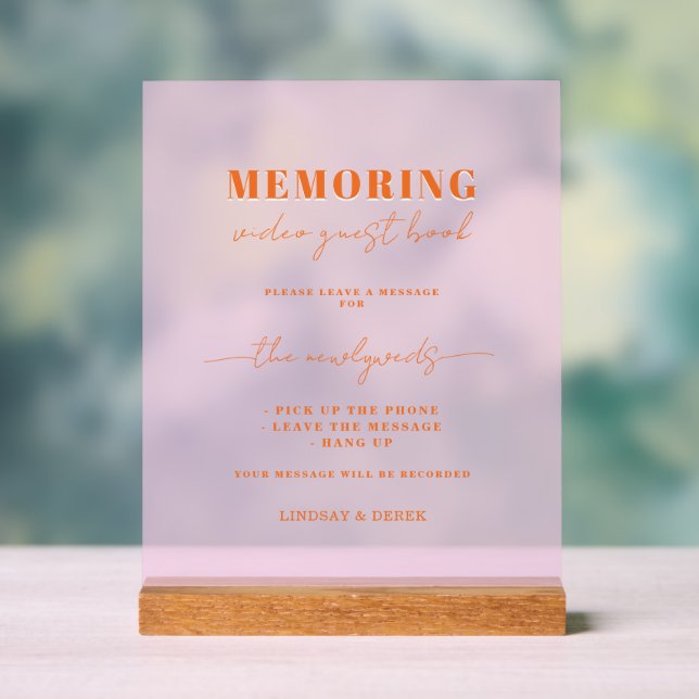 En Acrylique Panneau de message de livre d'or Memoring (Neutre)