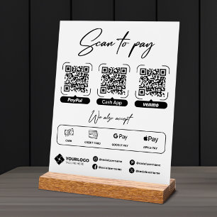En Acrylique Panneau de paiement par QR code Scan to Pay