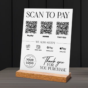 En Acrylique Panneau de paiement par scan moderne : PayPal, Ven