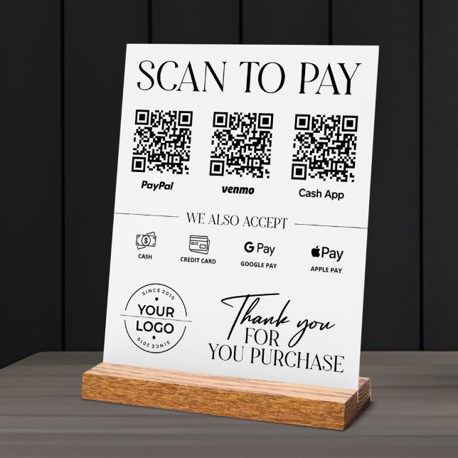 En Acrylique Panneau de paiement par scan moderne : PayPal, Ven (Créateur téléchargé)