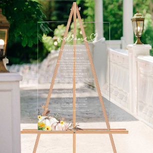En Acrylique Panneau de programme de mariage automnal au tourne
