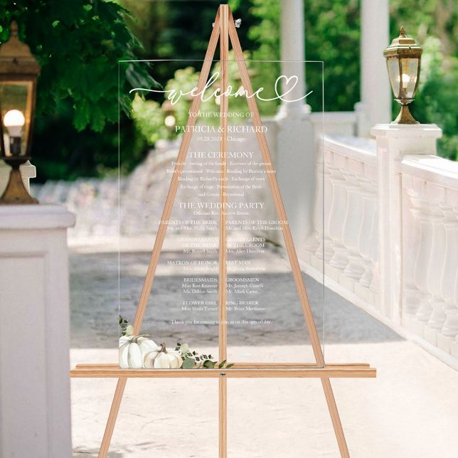 En Acrylique Panneau de Programme de Mariage Citrouille de Verd (Créateur téléchargé)