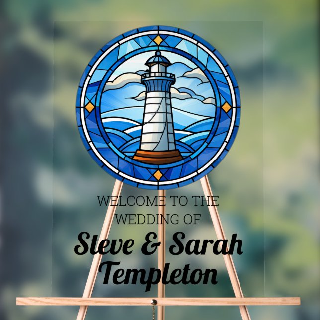 En Acrylique Panneau de réception de mariage de bienvenue Phare (Neutre)