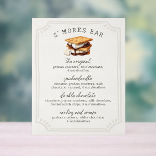 En Acrylique Panneau de recette de barres de S'mores pour feu d