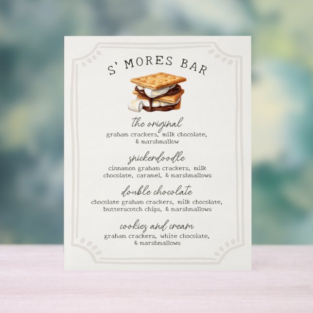 En Acrylique Panneau de recette de barres de S'mores pour feu d (Neutre)