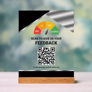 En Acrylique Panneau de rétroaction client QR Code sans contact
