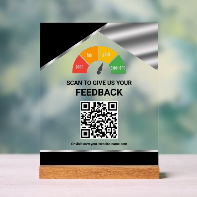 En Acrylique Panneau de rétroaction client QR Code sans contact (Neutre)