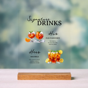 En Acrylique Panneau de table de mariage avec cocktails signatu