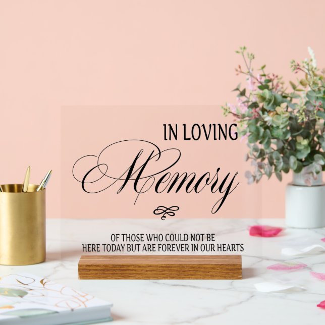 En Acrylique Panneau de table 'En souvenir' avec chevalet (Mariage)