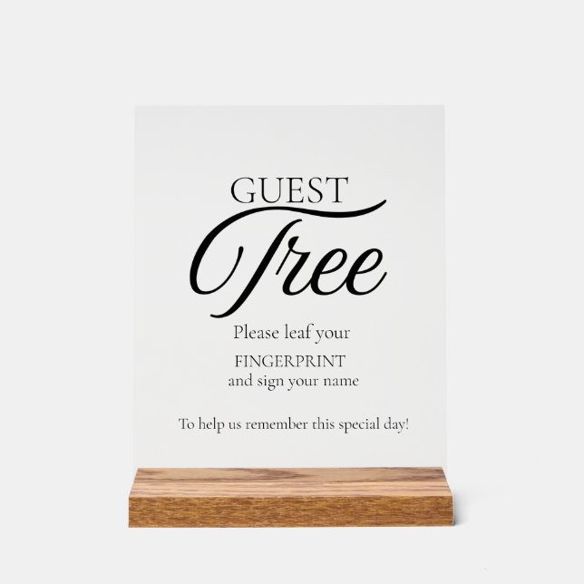 En Acrylique Panneau d'empreintes digitales de l'arbre Mariage  (Recto)