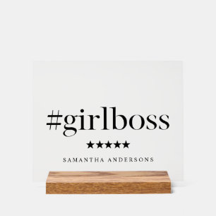 En Acrylique Panneau du bureau "Girl Boss" avec nom