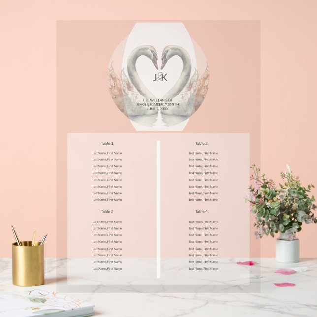 En Acrylique Panneau du Mariage de cygne (Mariage)