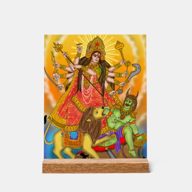 En Acrylique Panneau Mahishasur Mardini Durga (Recto)