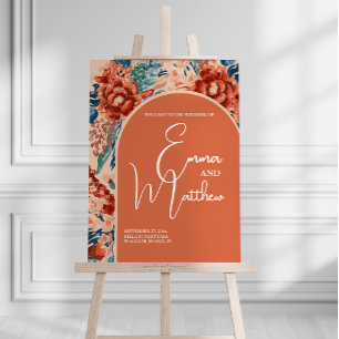 En Acrylique Panneau Mariage d'accueil   Boho Terracotta Floral