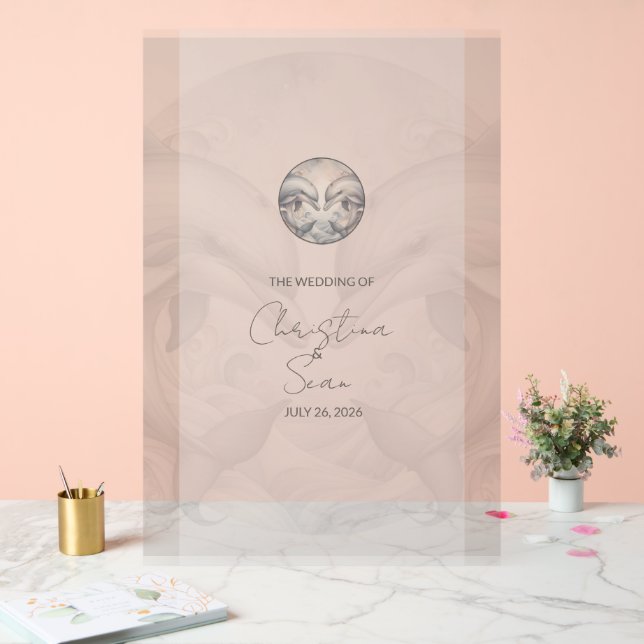 En Acrylique Panneau Mariage du thème Dauphin personnalisé (Mariage)