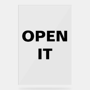 En Acrylique Panneau Ouvert Noir Minimaliste Typographie Modern
