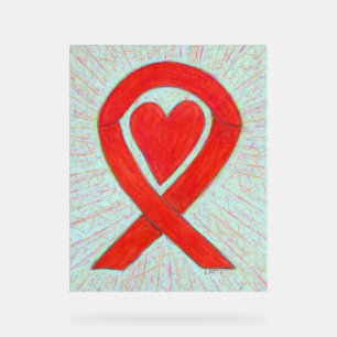 En Acrylique Panneau personnalisé Red Heart Awareness Ruban Art