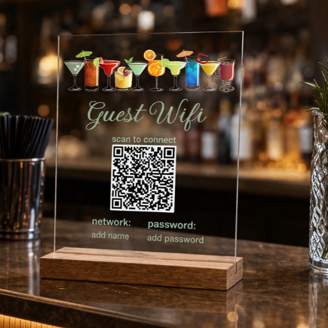 En Acrylique Panneau WiFi invité transparent avec code QR (Créateur téléchargé)