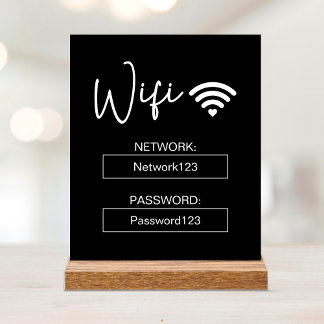 En Acrylique Panneau Wifi Mot de passe Wifi Noir Panneau de Tab