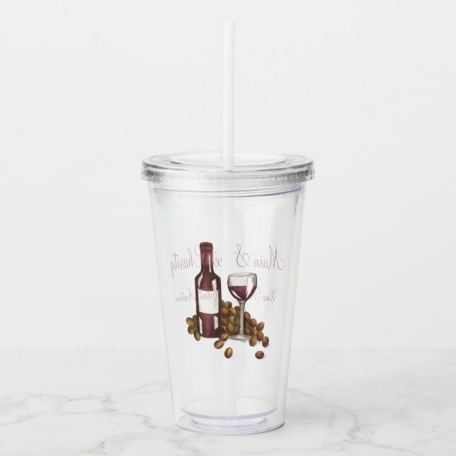 En Acrylique Red Wine Bottle Raisins Verre Dégustation Charité  (Devant)