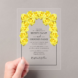 En Acrylique Roses Jaunes Rustiques Invitations de mariage