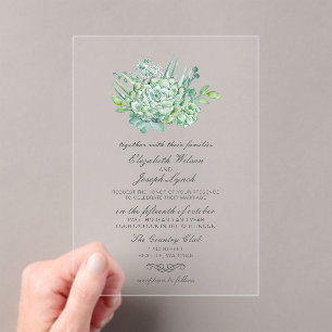 En Acrylique Sensationnel Succulents Invitations de mariage