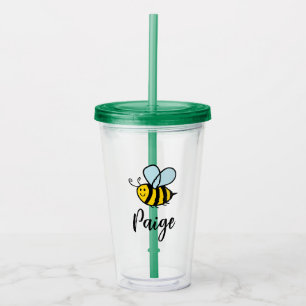 En Acrylique Verre personnalisé abeille à miel heureuse mignonn