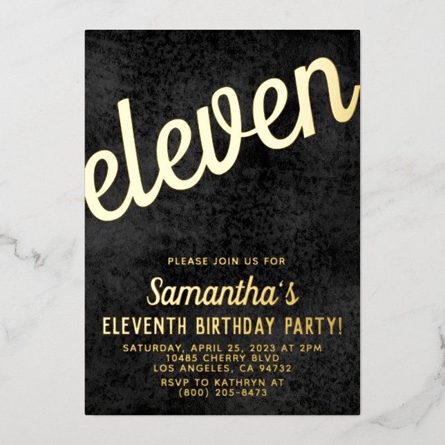 En Aluminium 11e Rose Gold Anniversaire Foil Invitation (Recto)