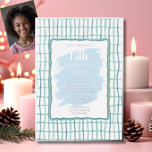 En Aluminium 13e anniversaire fête main tiré foil Invitation (Créateur téléchargé)