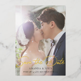 En Aluminium 2 Photo Save The Date Invitation Mariage Or
