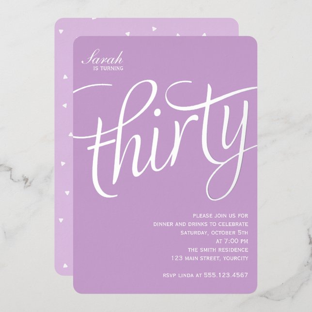 En Aluminium 30e anniversaire Foil Invitation (Recto/Verso)