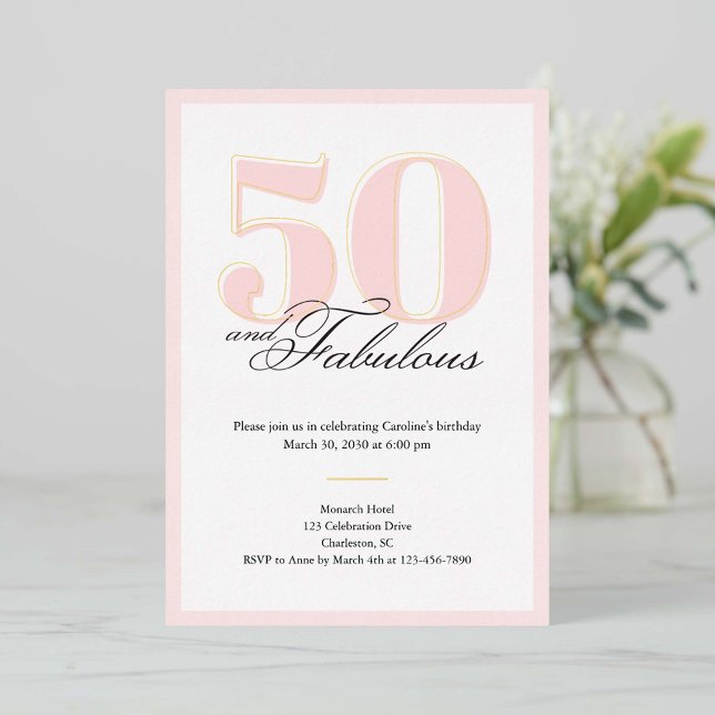En Aluminium 50 & Fabulous 50th Birthday Invitation (Créateur téléchargé)