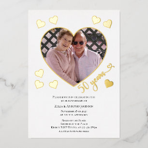 En Aluminium 50e Anniversaire Coeur Photo Cadre Foil Invitation