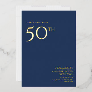 En Aluminium 50e anniversaire de Mariage Invitation Marine Bleu