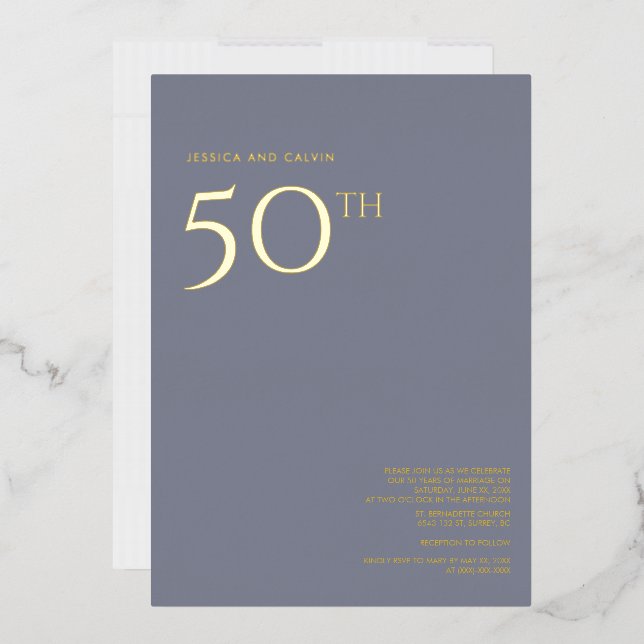 En Aluminium 50e anniversaire du Mariage Invitation Dusty Blue (Enveloppe)