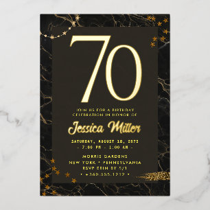 En Aluminium 70e anniversaire Rose de fête Gold Foil Invitation