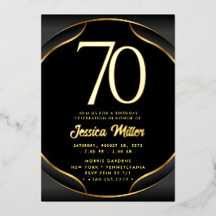 En Aluminium 70e anniversaire Rose de fête Gold Foil Invitation