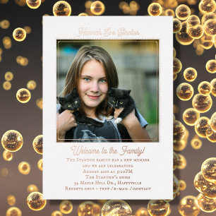 En Aluminium Adoption Jeune Fille Rose Gold Foil Invitation