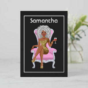 En Aluminium Afro Anniversaire Foil Invitation