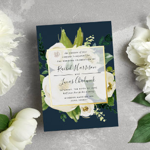 En Aluminium Albâtre Floral Mariage Gold Foil Invitation