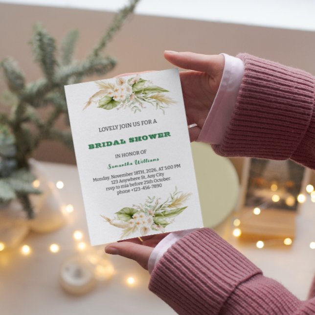 En Aluminium Aquarelle délicate verte nuptiale invitation à la  (Créateur téléchargé)